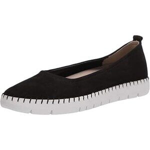 Naturalizer Women's Dolly Ballet Flat Leather Slip-On Black White Size 10 Medium